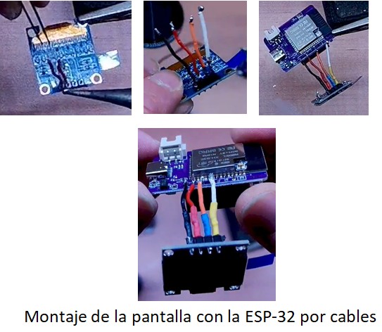 Montaje de la pantalla con la ESP-32 por cables