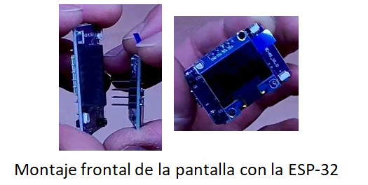 Montaje frontal de la pantalla con la ESP-32