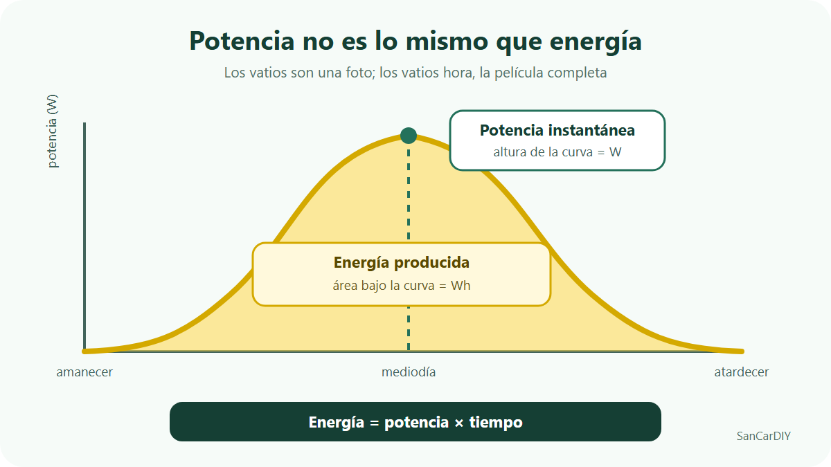 Gráfico que diferencia potencia instantánea y energía acumulada